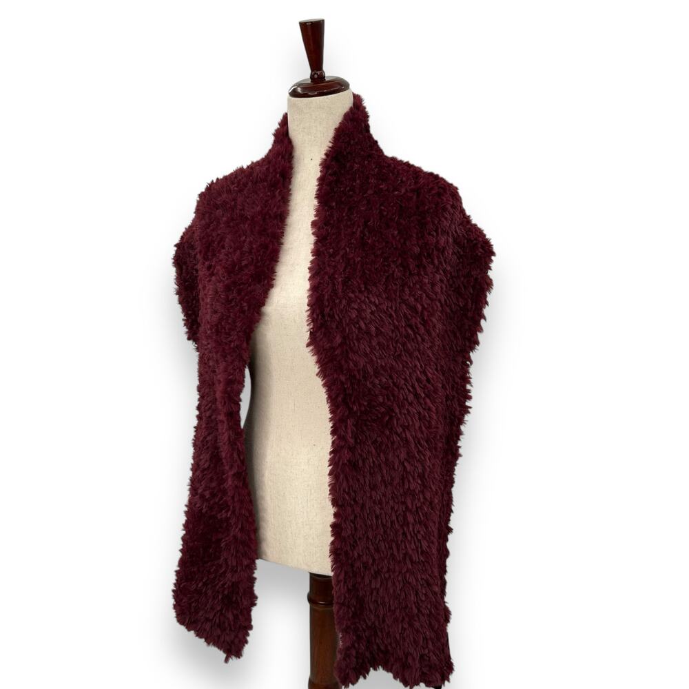 NEW INC International Concepts Red Fluffy Faux Fur Scarf Maroon Burgundy  Macy - Picture 15 of 16